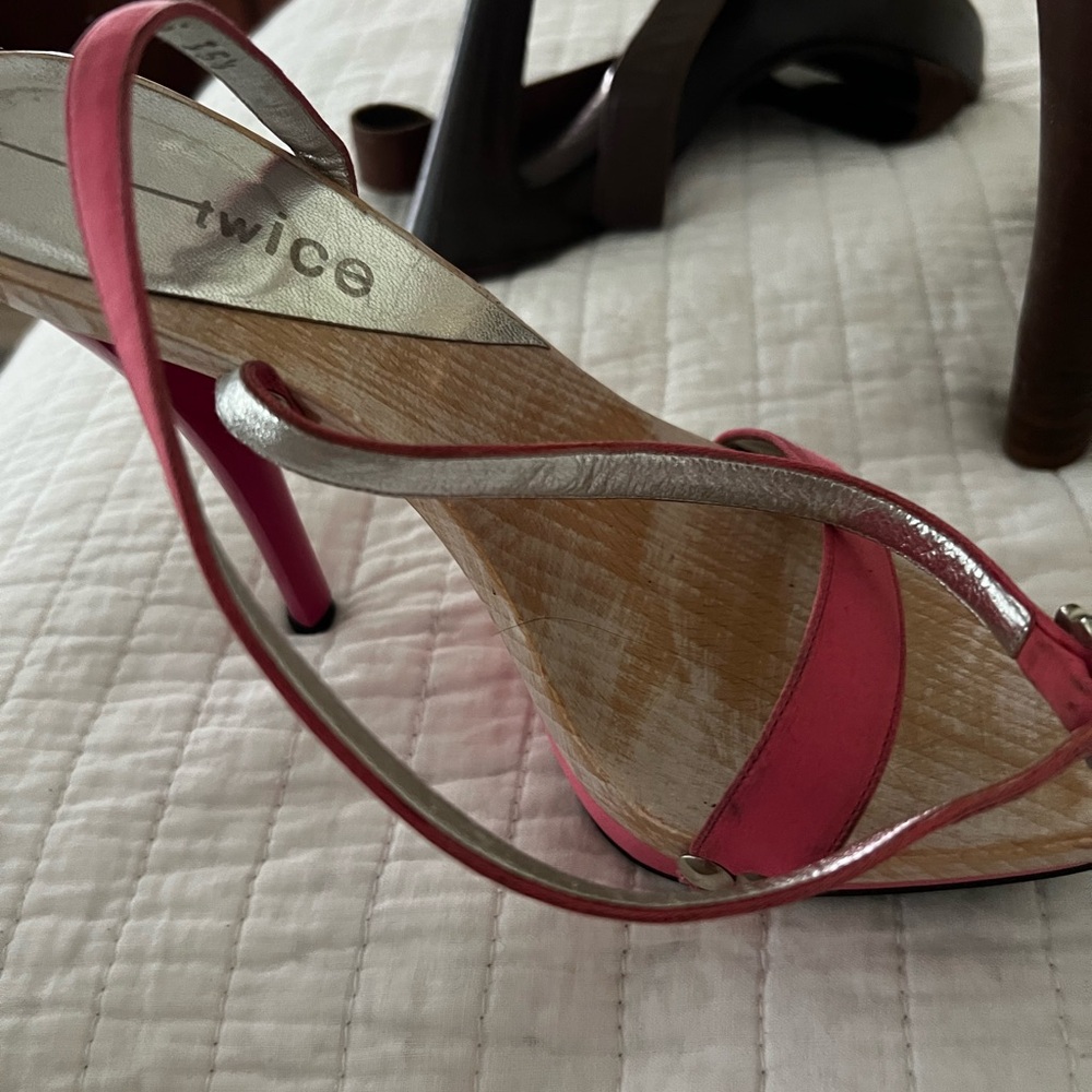 Ice Women's Pink Satin Strappy platform Heels